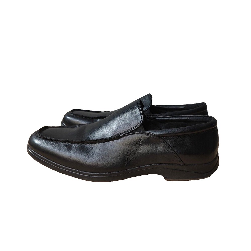 Van Heusen Men's Black Officer Slip On Loafer Faux Leather Size 8.5M